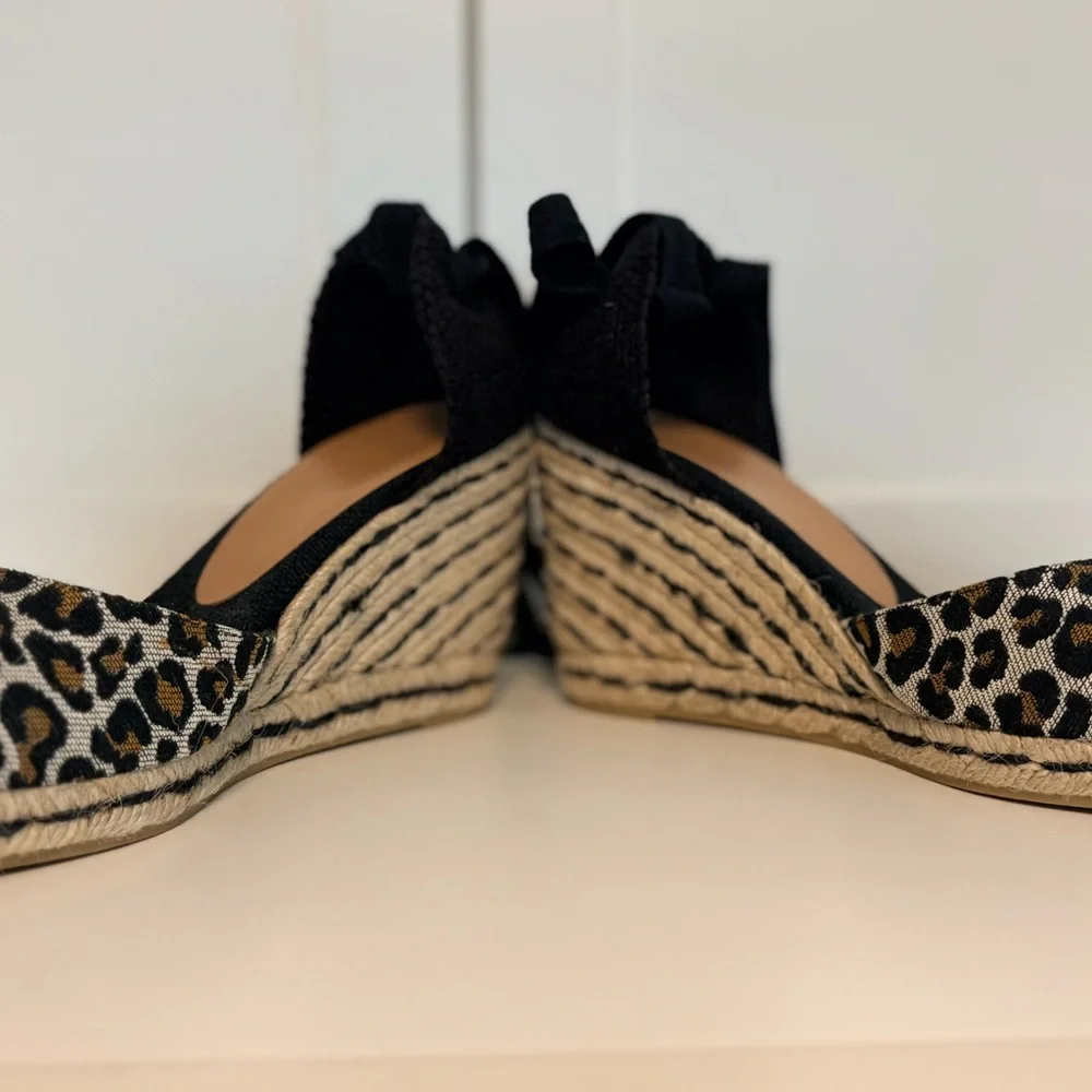 Castaner wedge espadrilles with animal print design, size 36